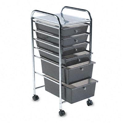 Advantus Portable 6-drawer Organizer Smoke/chrome