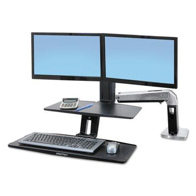 Ergotron Workfit-a Sit-stand Dual Monitor Sit-stand Converter Desk Mount With Suspended Keyboard