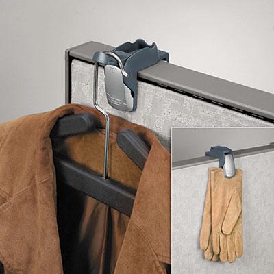 Fellowes Pro 1-garment Partition Additions Coat Hook And Clip Slate Gray
