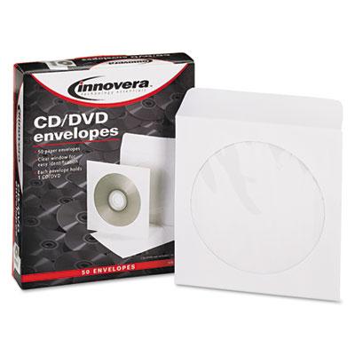 Innovera 50-pack Cd & Dvd Envelopes Clear Window White