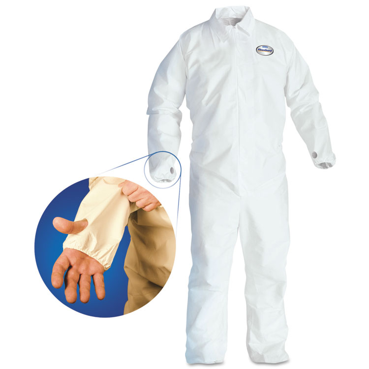 Kleenguard A40 Breathable Back Coverall With Thumb Hole White/blue Large 25/pack