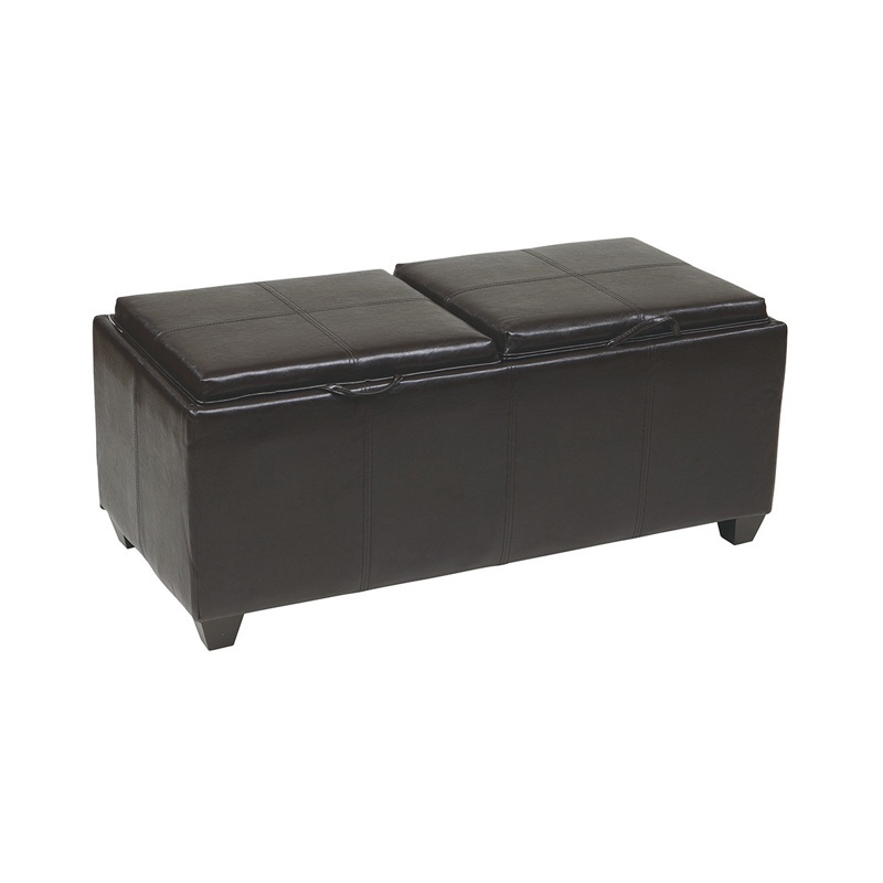 Office Star Met302 Faux Leather Storage Ottoman Bench Sofa