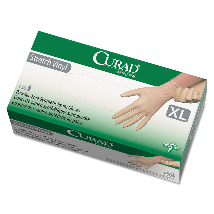 Curad Stretch Vinyl Exam Gloves Powder-free X-large 130/pack