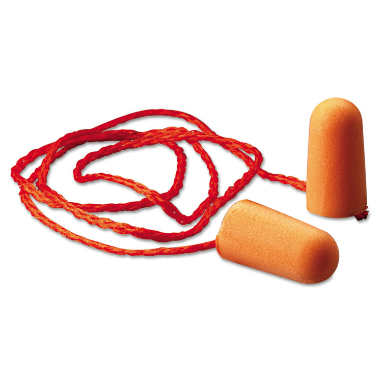 3m Foam Single-use Earplugs Corded 29nrr Orange 100/pairs
