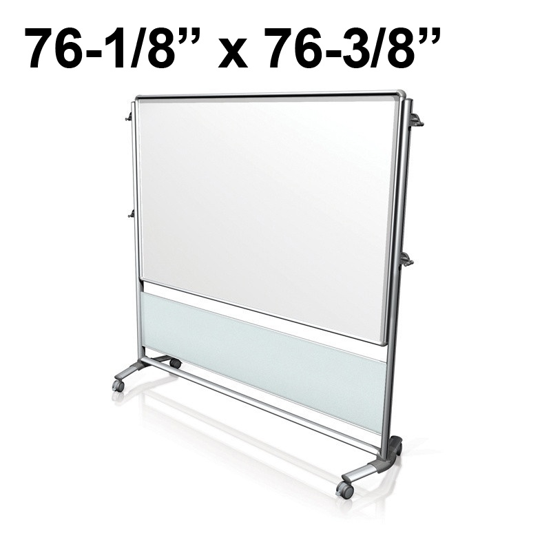Ghent Nexus Ideawall 76-1/8" X 76-3/8" Double-sided Mobile Porcelain Magnetic Whiteboard Frosted