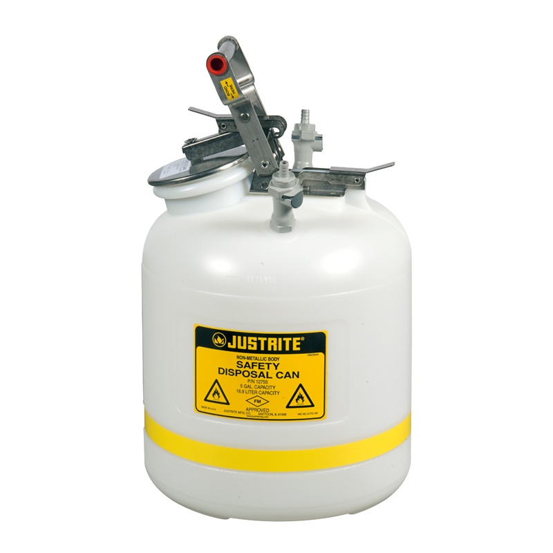Justrite Pp12755 Polyethylene 5 Gallon Disposal Safety Can 3/8" Poly Fitting