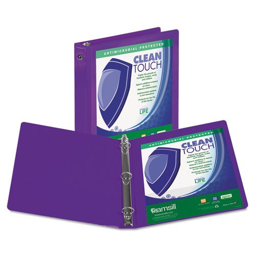 Samsill 1" Capacity 8-1/2" X 11" Round Ring Clean Touch View Binder Purple