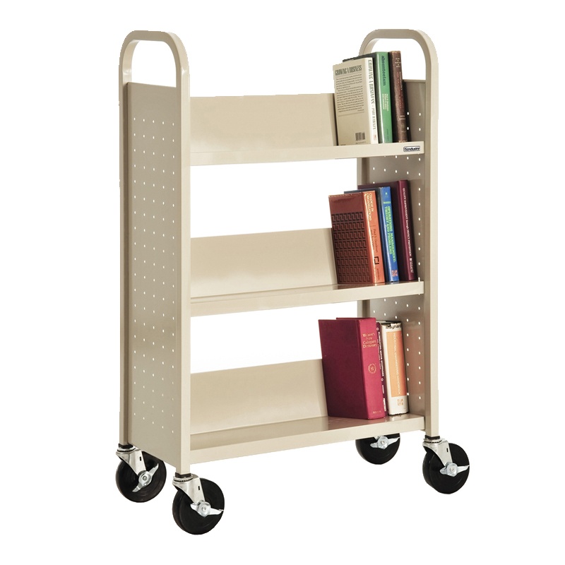 Sandusky 28" W 3 Sloped-shelf School Book Cart