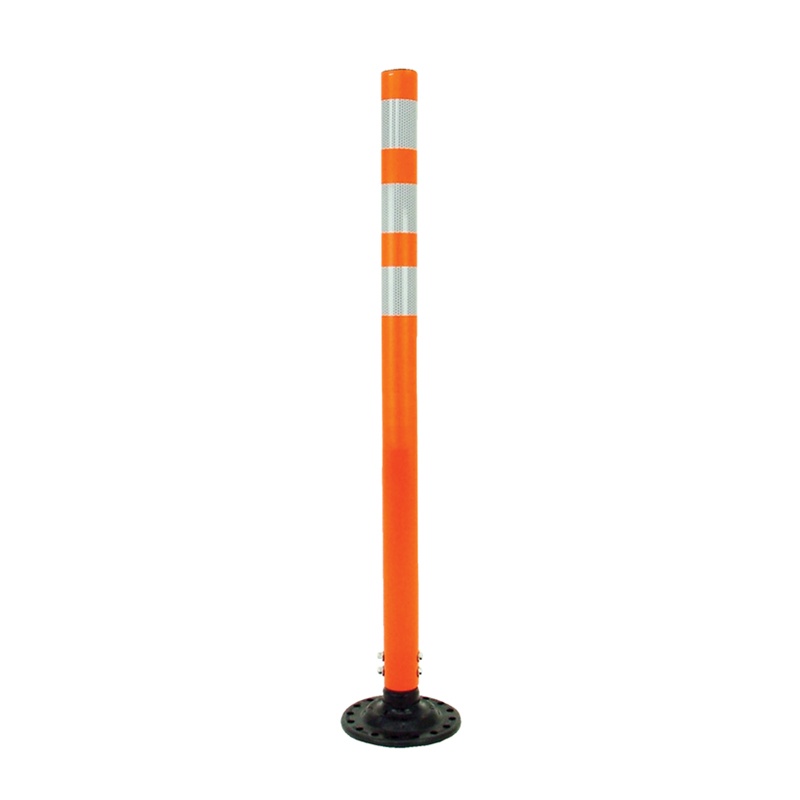 Vestil 24" H Surface Mounted Flexible Traffic Delineator Post With Base Orange With White Bands Smfd-24-w