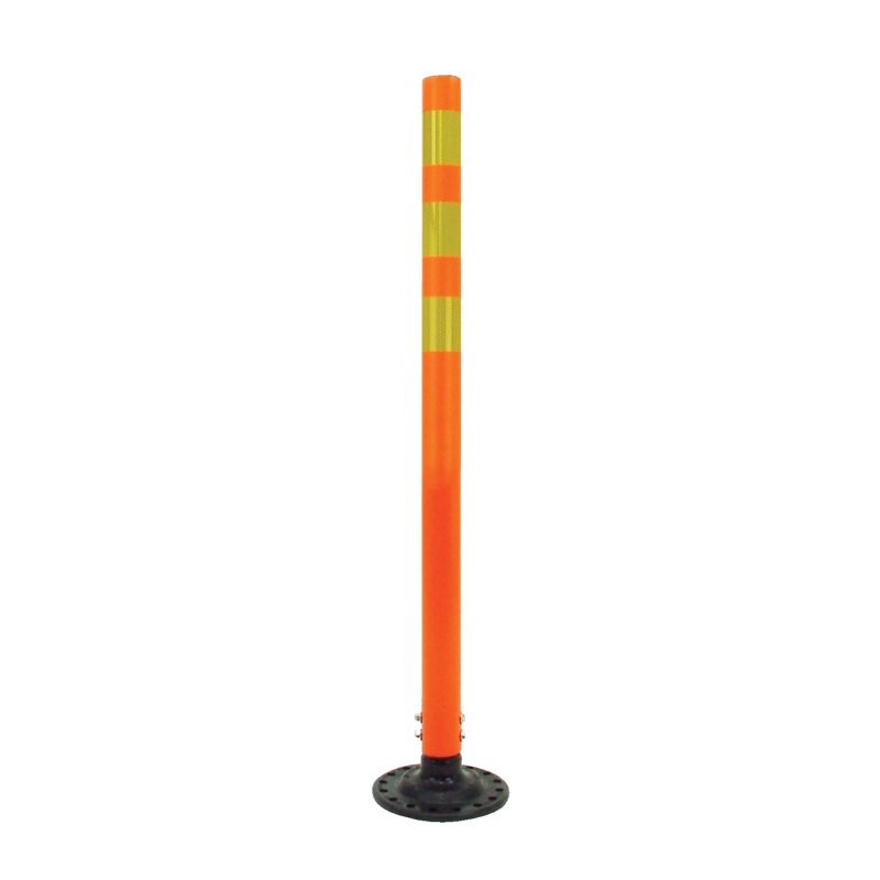 Vestil 24" H Surface Mounted Flexible Traffic Delineator Post With Base Orange With Yellow Bands Smfd-24-y