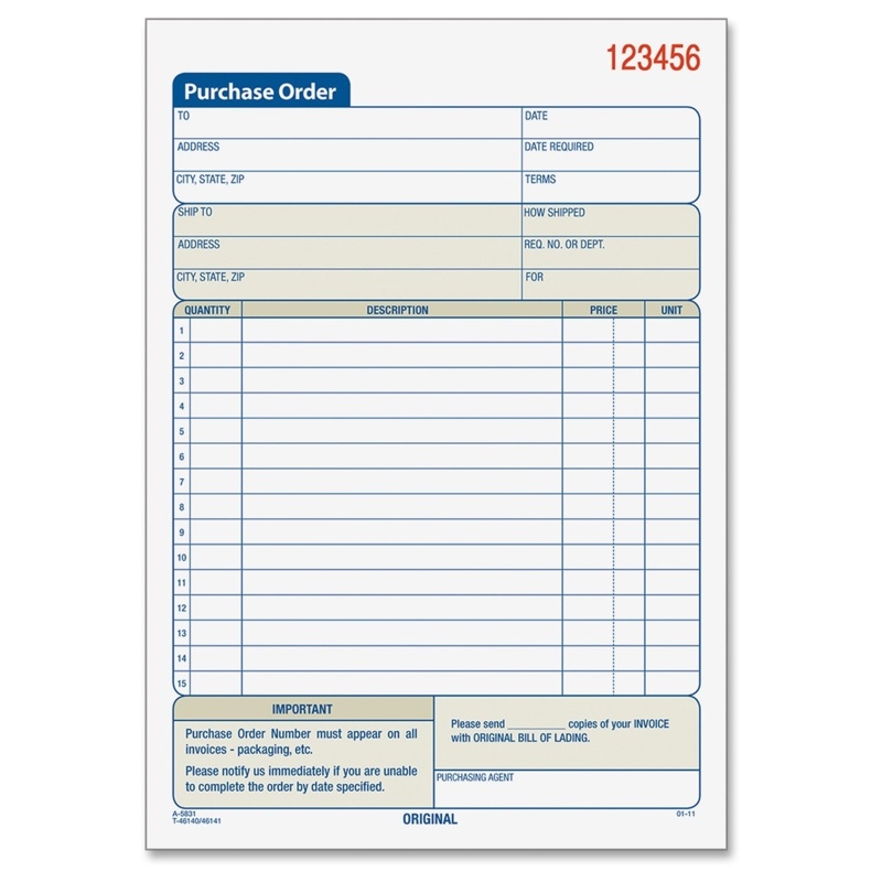 Tops 5-9/16" X 7-15/16" 50-page 3-part Purchase Order Book