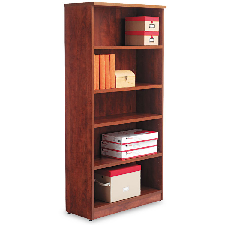 Alera Valencia Va636632mc 5-shelf Laminate Bookcase In Medium Cherry Finish
