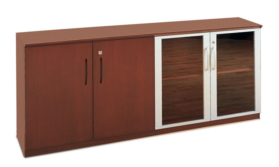 Mayline Vlc 72" W Low Wall Cabinet With Wood And Glass Door Combo